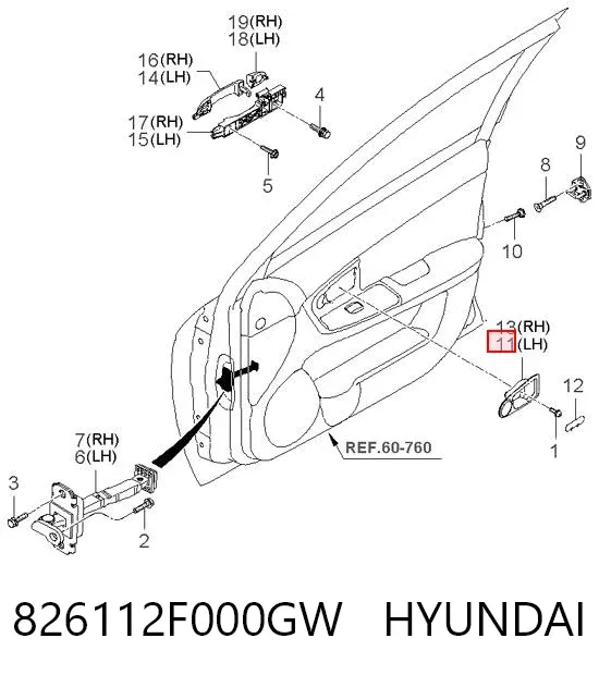  826112F000GW Hyundai/Kia