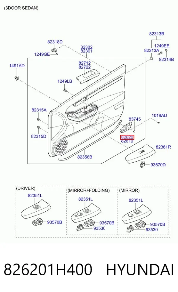  826201H400 Hyundai/Kia