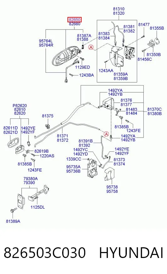 Ручка передньої двері зовнішня ліва 826503C030 Hyundai/Kia