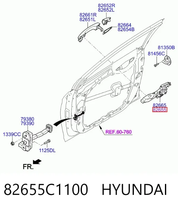 Тримач зовнішньої ручки дверей, передньої лівої 82655C1100 Hyundai/Kia