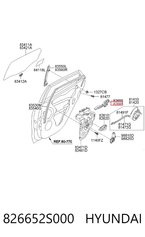 Тримач зовнішньої ручки дверей, передньої правої 826652S000 Hyundai/Kia