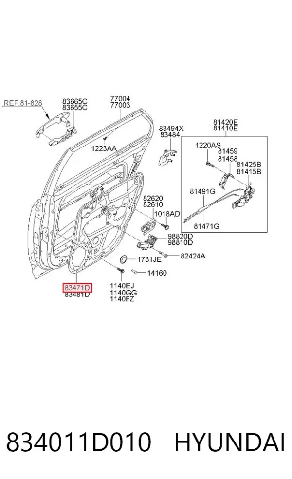 Механізм склопідіймача двері задньої, лівої 834011D010 Hyundai/Kia