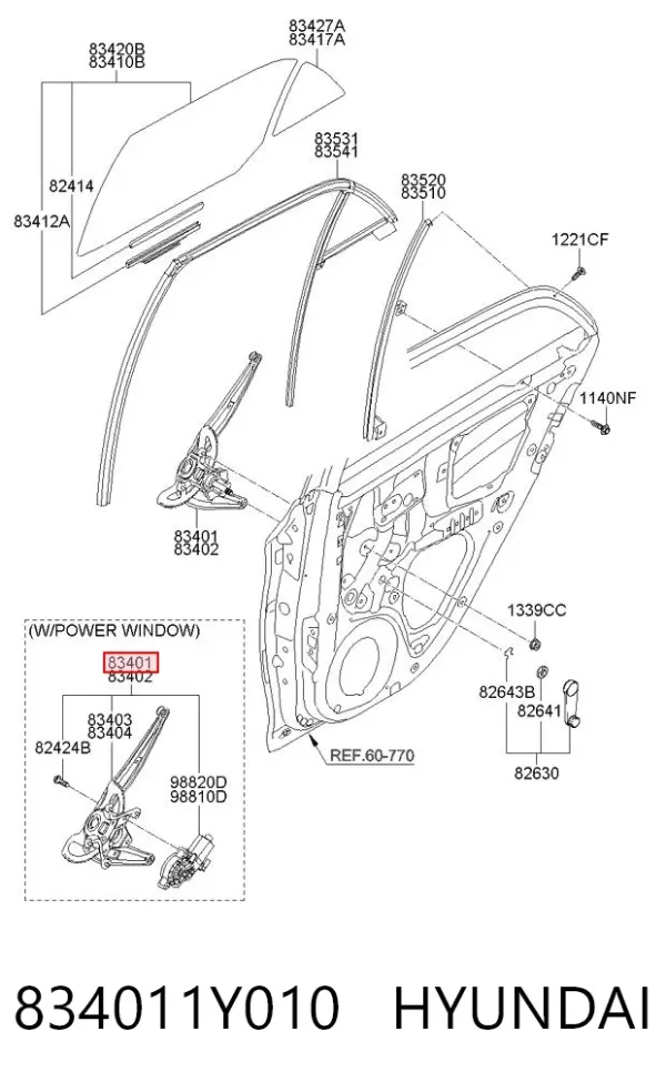 Механізм склопідіймача двері задньої, лівої 834011Y010 Hyundai/Kia