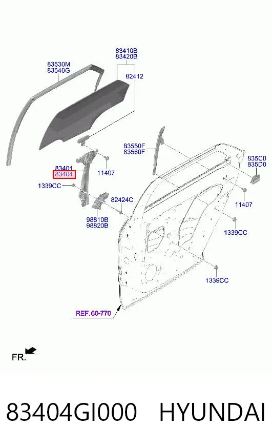 Механізм склопідіймача двері задньої, правої 83404GI000 Hyundai/Kia