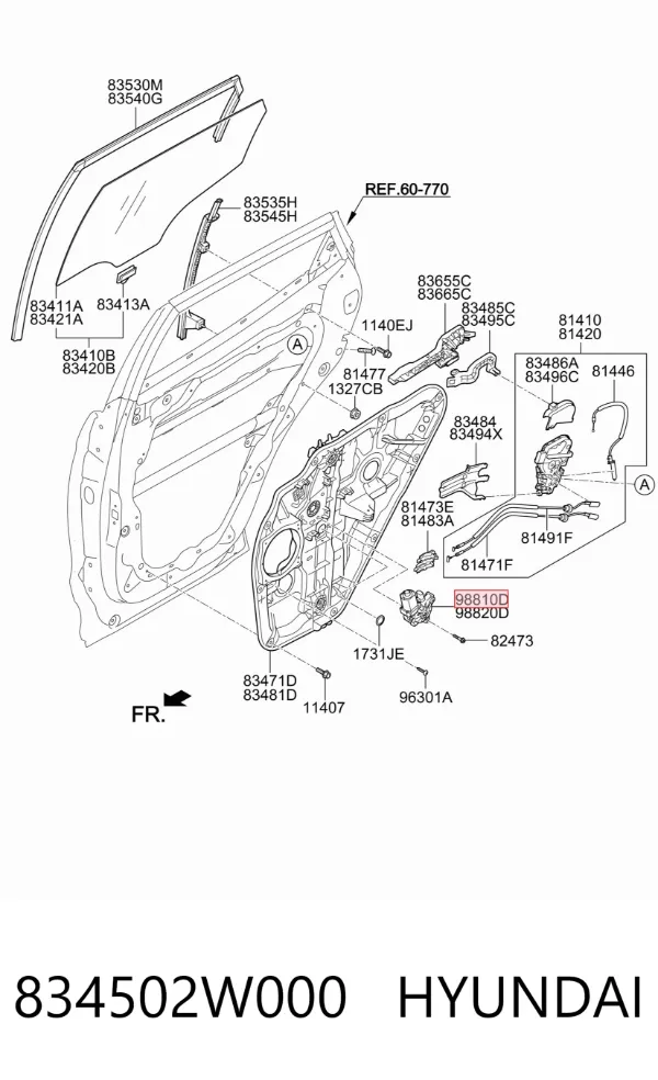 Двигун стеклопод'емника двері задньої, лівої 834502W000 Hyundai/Kia