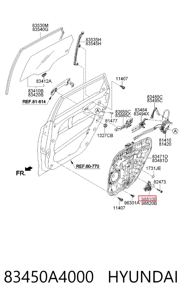 Двигун стеклопод'емника двері задньої, лівої 83450A4000 Hyundai/Kia