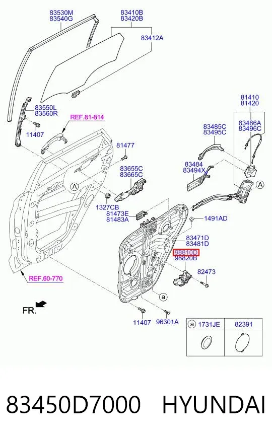 Двигун стеклопод'емника двері задньої, лівої 83450D7000 Hyundai/Kia