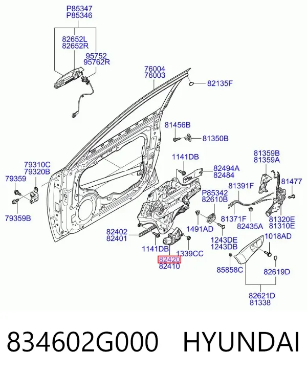 Двигун склопідіймача двері передньої, правої 834602G000 Hyundai/Kia