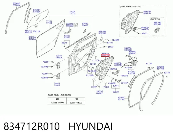 Механізм склопідіймача двері задньої, лівої 834712R010 Hyundai/Kia