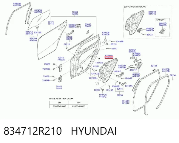 Механізм склопідіймача двері задньої, лівої 834712R210 Hyundai/Kia