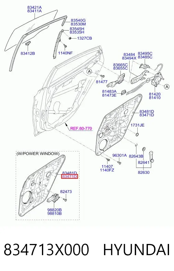 Механізм склопідіймача двері задньої, лівої 834713X000 Hyundai/Kia