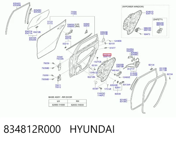 Механізм склопідіймача двері задньої, правої 834812R000 Hyundai/Kia