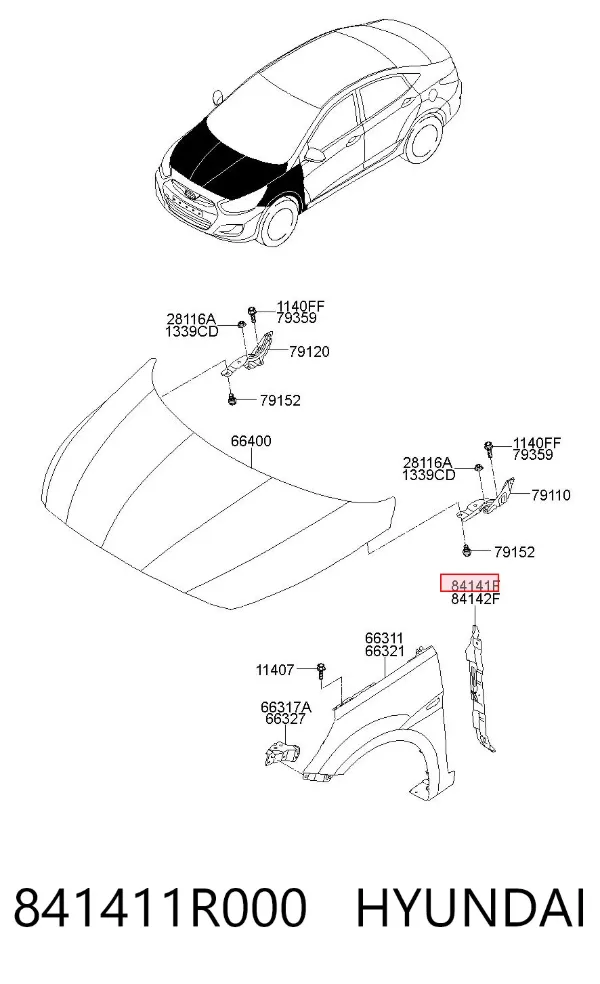 Ущільнювач крила 841411R000 Hyundai/Kia