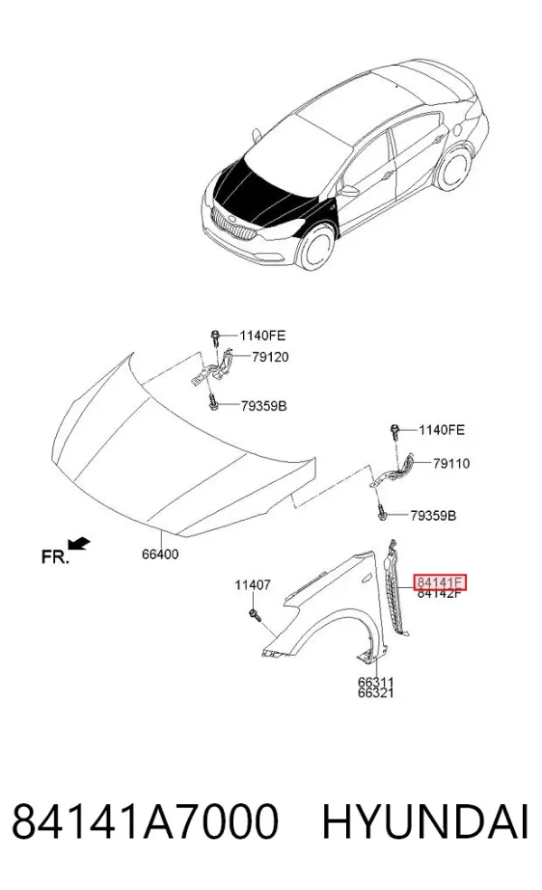 Ущільнювач крила 84141A7000 Hyundai/Kia