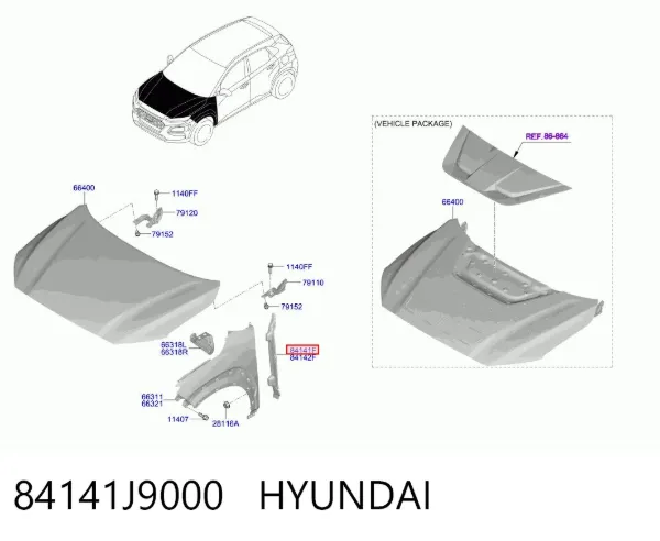 Ущільнювач крила 84141J9000 Hyundai/Kia