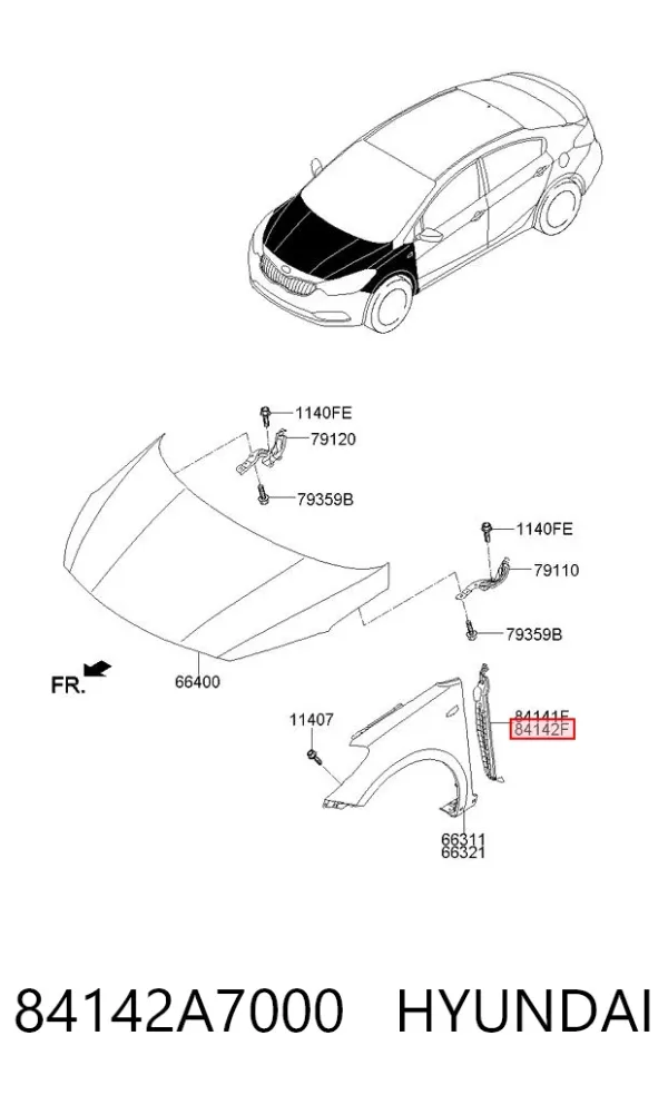 Ущільнювач крила 84142A7000 Hyundai/Kia