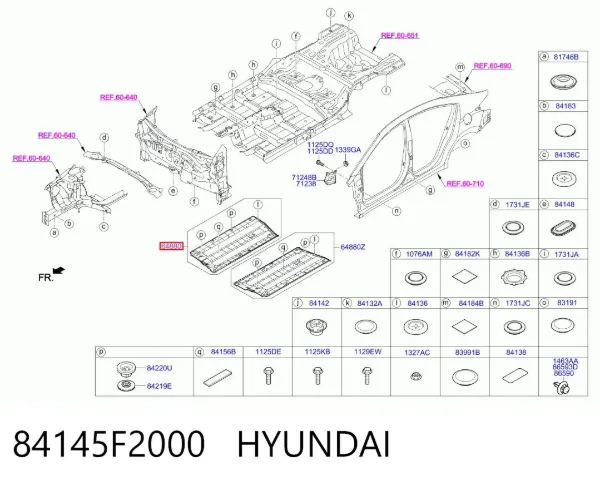 Захист днища, лівий 84145F2000 Hyundai/Kia