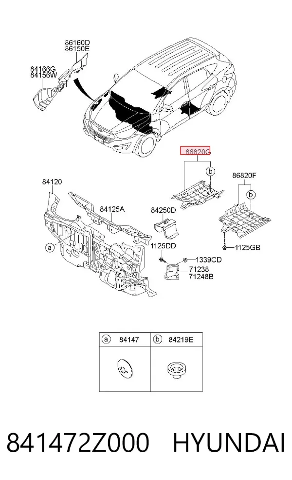 Захист днища, задній правий 841472Z000 Hyundai/Kia