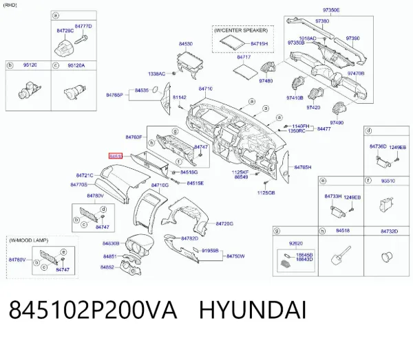 Ящик для рукавичок (бардачок) 845102P200VA Hyundai/Kia
