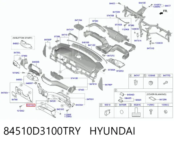 Ящик для рукавичок (бардачок) 84510D3100TRY Hyundai/Kia