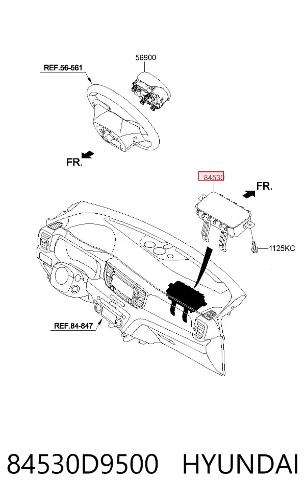Подушка безпеки, пасажирська, AIRBAG 84530D9500 Hyundai/Kia