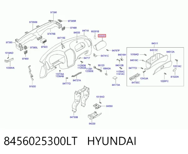Подушка безпеки, пасажирська, AIRBAG 8456025300LT Hyundai/Kia