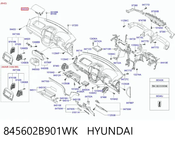 Подушка безпеки, пасажирська, AIRBAG 845602B901WK Hyundai/Kia