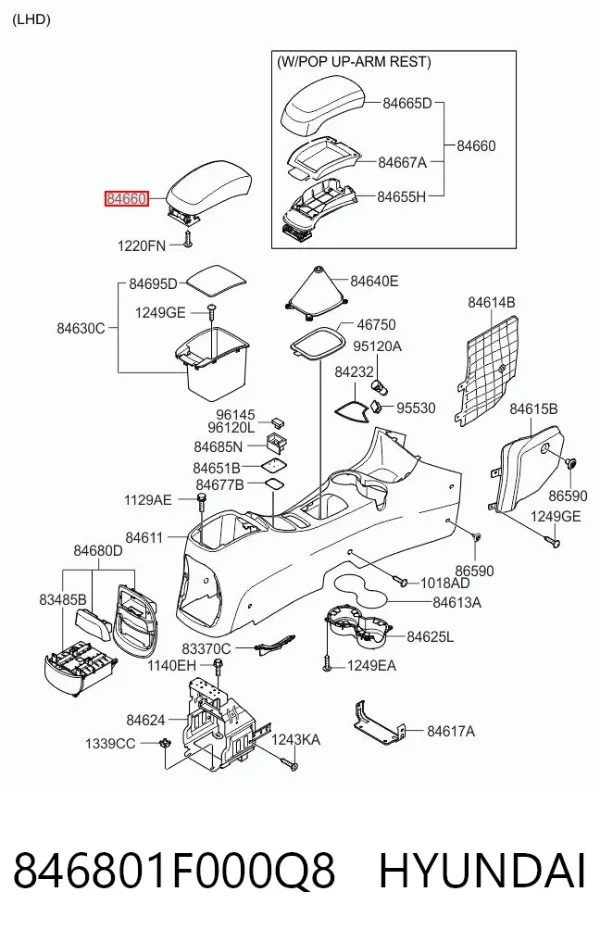 Консоль центральна панелі керування 846801F000Q8 Hyundai/Kia