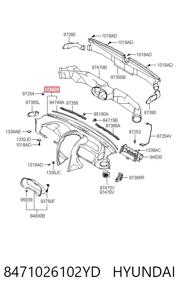 Панель приладів торпеди 8471026102YD Hyundai/Kia