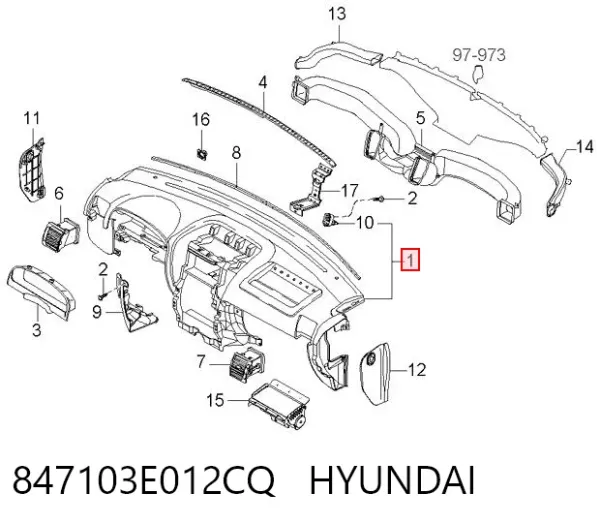 Панель приладів торпеди 847103E012CQ Hyundai/Kia