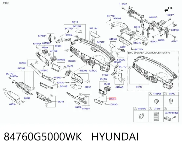 Молдинг (накладка) панелі приладів "торпедо", лівий 84760G5000WK Hyundai/Kia
