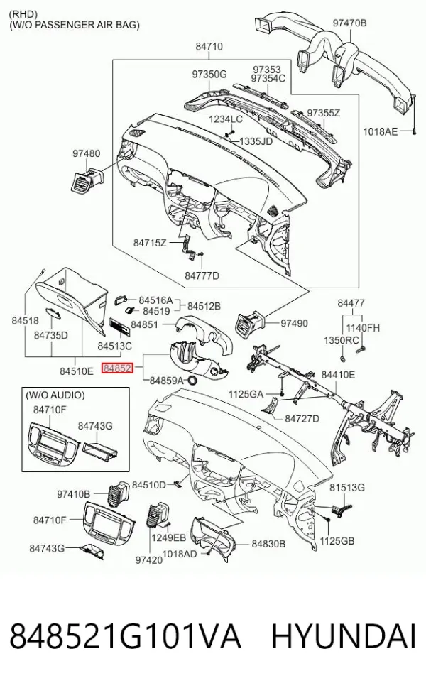 Накладка рульової колонки 848521G101VA Hyundai/Kia