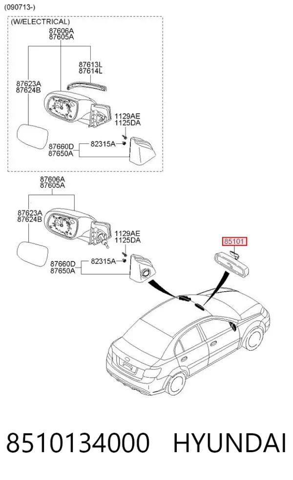 Дзеркало салону Hyundai Sonata III