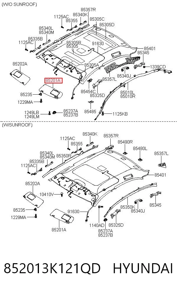 Сонцезахисний козирок 852013K121QD Hyundai/Kia
