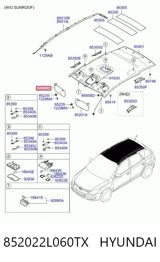 Сонцезахисний козирок 852022L060TX Hyundai/Kia