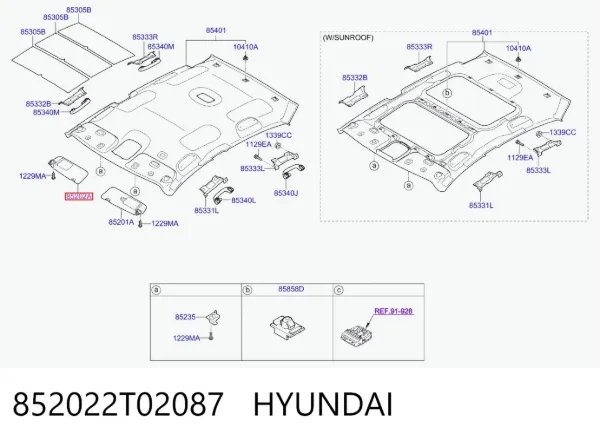 Сонцезахисний козирок 852022T02087 Hyundai/Kia
