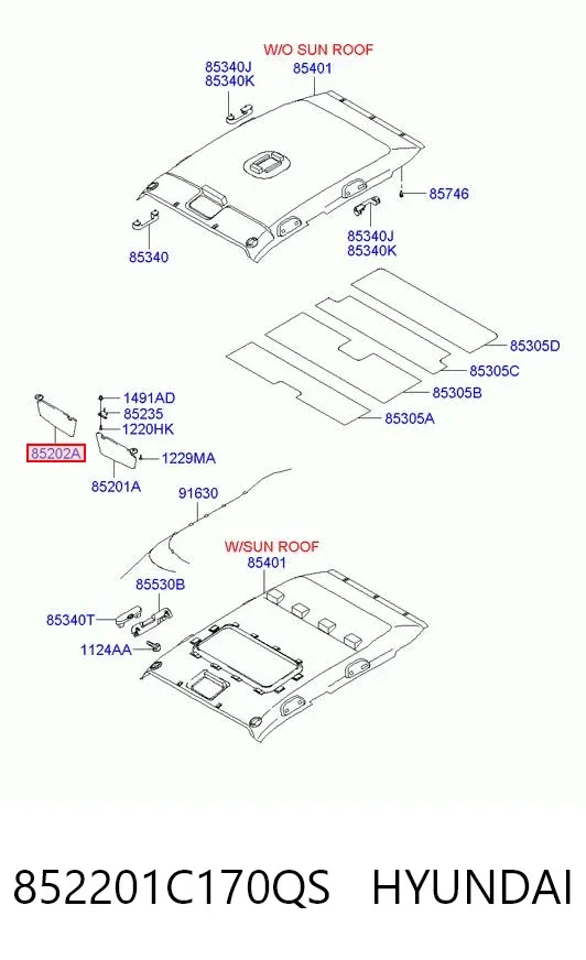 Сонцезахисний козирок 852201C170QS Hyundai/Kia