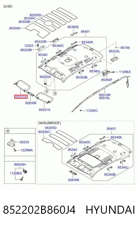 Сонцезахисний козирок 852202B860J4 Hyundai/Kia