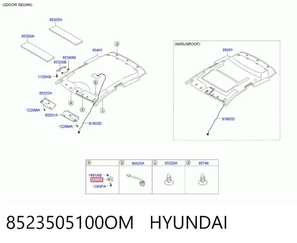 Фіксатор сонцезахисного козирка 8523505100OM Hyundai/Kia