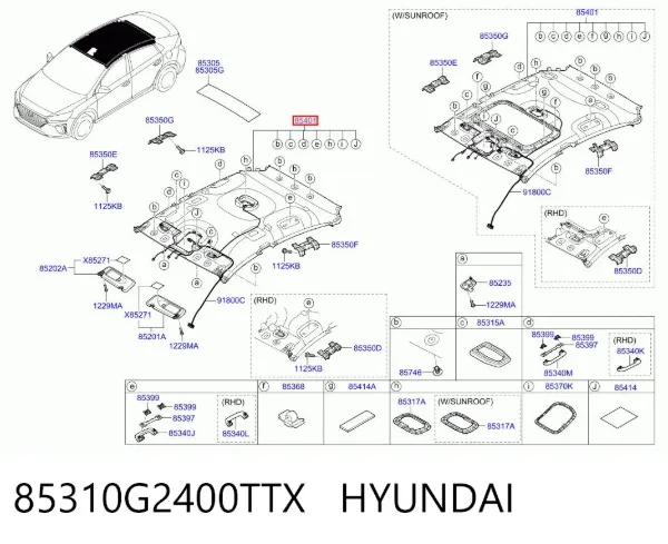 Оббивка даху (стеля) 85310G2400TTX Hyundai/Kia