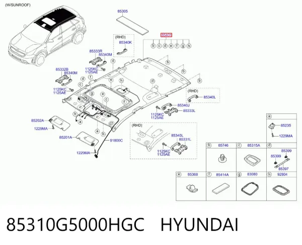 Оббивка даху (стеля) 85310G5000HGC Hyundai/Kia