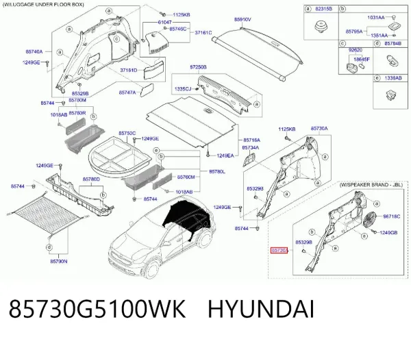 Облицювання багажного відсіку, ліве 85730G5100WK Hyundai/Kia