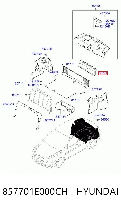 Панель задня, багажного відсіку 857701E000CH Hyundai/Kia