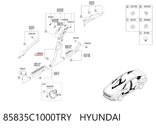 Обшивка стійки кузова внутрішньої, середня нижня ліва 85835C1000TRY Hyundai/Kia