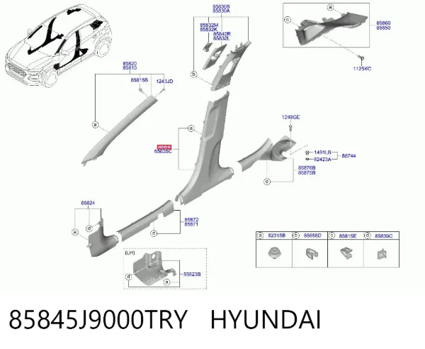 Обшивка стійки кузова внутрішня, середня права 85845J9000TRY Hyundai/Kia