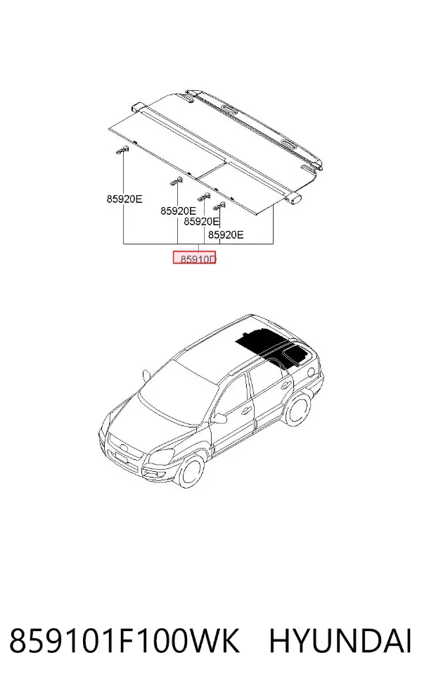 Полка салону, ззаду (багажного відсіку) 859101F100WK Hyundai/Kia