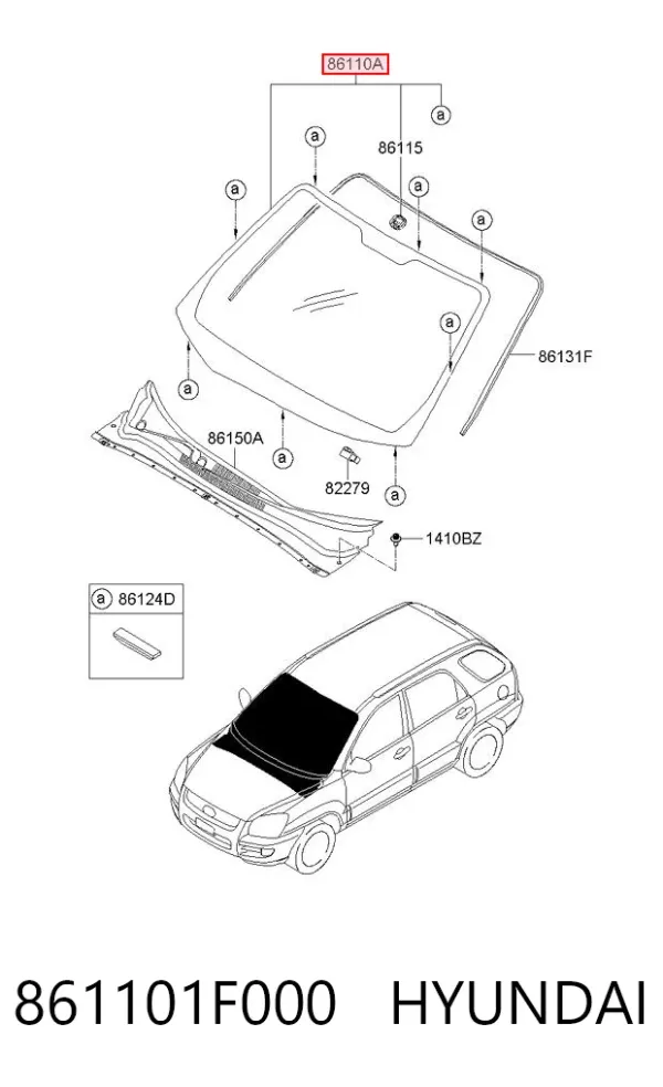 Лобове скло 861101F000 Hyundai/Kia