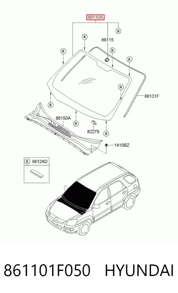 Лобове скло 861101F050 Hyundai/Kia