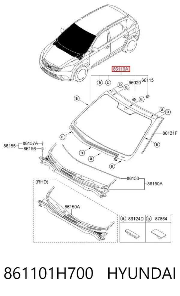 Лобове скло 861101H700 Hyundai/Kia
