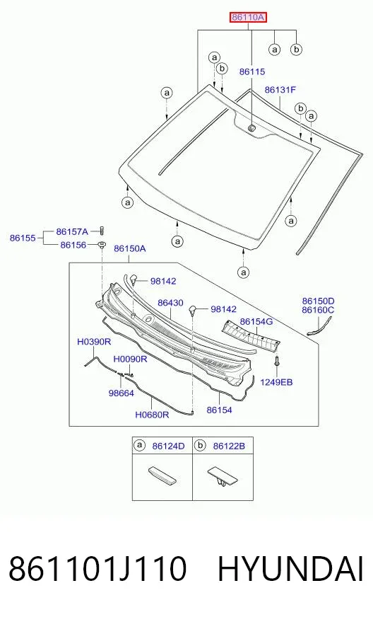 Лобове скло 861101J110 Hyundai/Kia